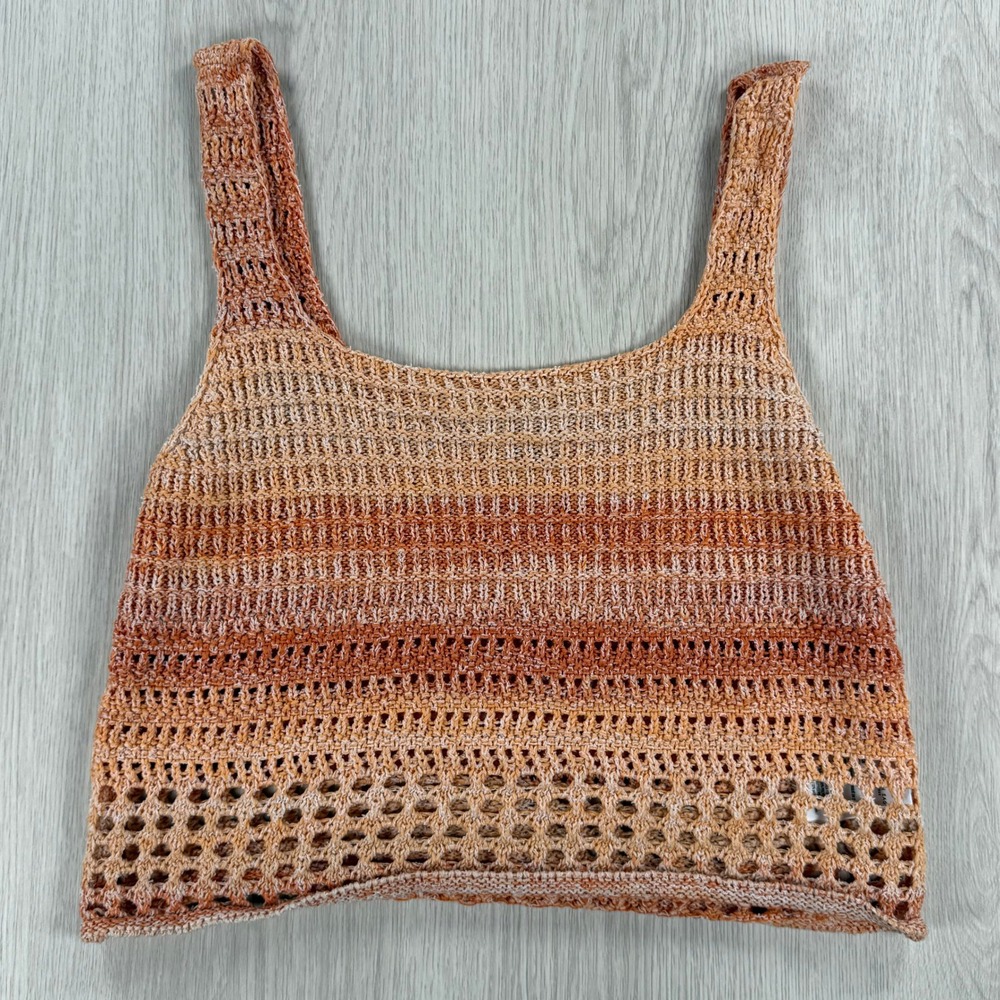 Crochet Knit Tank Top American Eagle Orange Ombre Boho Festival Beach Summer